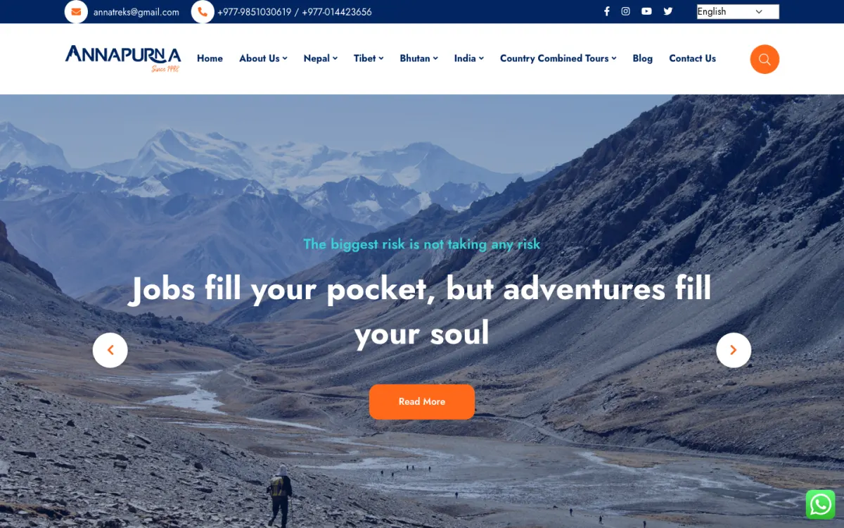 Annapurna Treks & Expeditions website home page