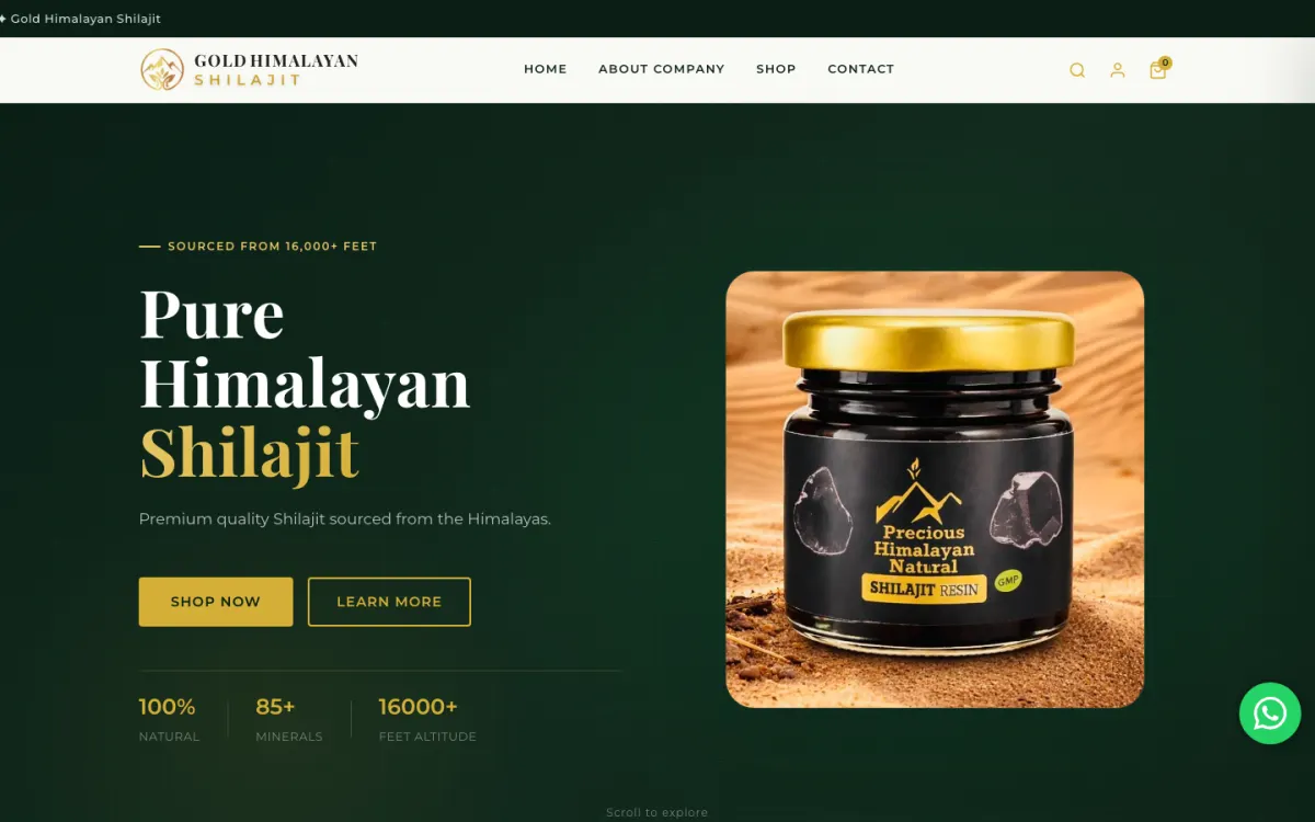 Gold Himalayan Shilajit website home page